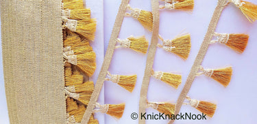 Copper Brown / Silver Grey / Golden Brown And Beige Shimmer Thread Fringe Trim Tassels One Yard Trim, Approx. 60mm Wide - 210119L285/86/87